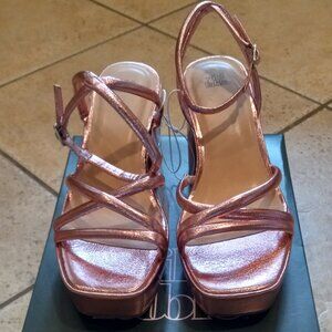Wild Fable Astro Metallic Pink Strappy Heels/Wedges- NIB